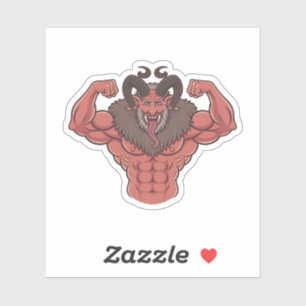 Spooky Krampus Weihnachten Flexing Muscle Fitness Aufkleber