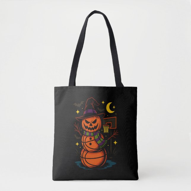 Spooky Kürbislaterne Basketball Trainer Fan Tasche (Vorderseite)