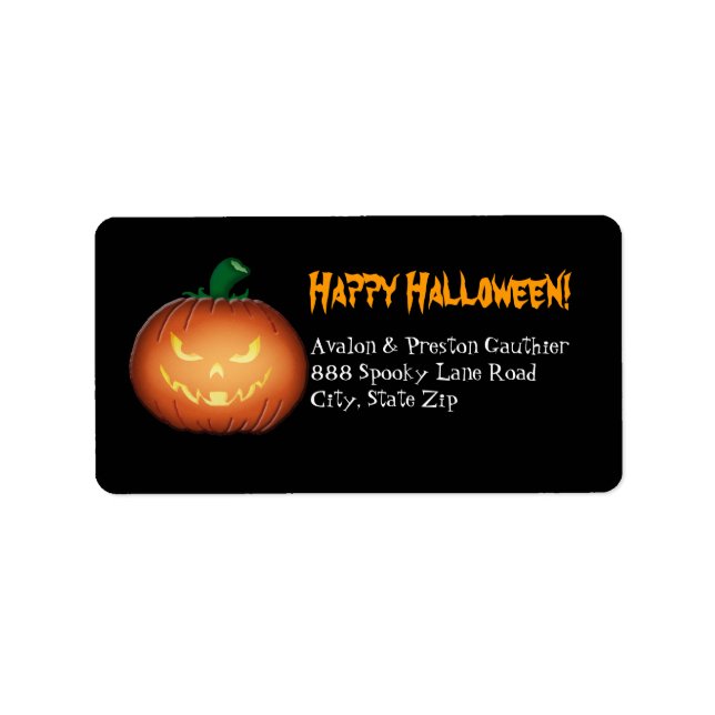 Spooky Kürbislaterne Halloween Address Labels Adressaufkleber (Vorne)