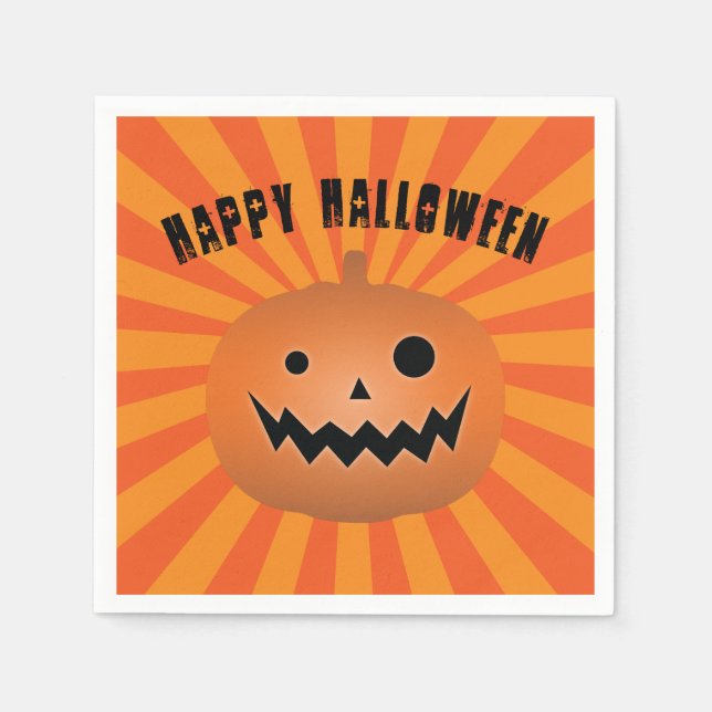 Spooky Kürbislaterne Pumpkin Halloween-Party Serviette (Vorderseite)