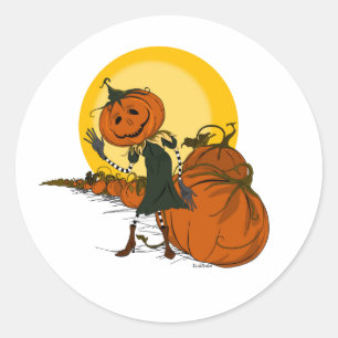 Spooky-Kürbislaterne Vintager Halloween-Sticker Runder Aufkleber