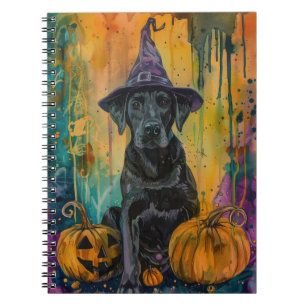Spooky Labrador Hund Halloween Hexe und Pumpkin Notizblock