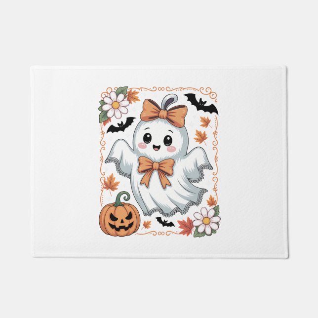 Spooky Lace Ghost Halloween Fußmatte (Vorderseite)