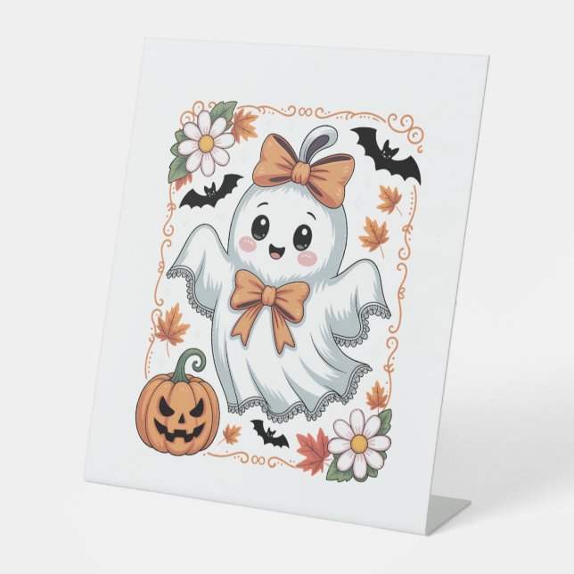 Spooky Lace Ghost Halloween Sockelschild (Vorderseite)