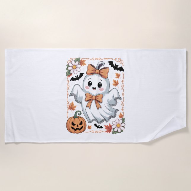 Spooky Lace Ghost Halloween Strandtuch (Vorderseite)