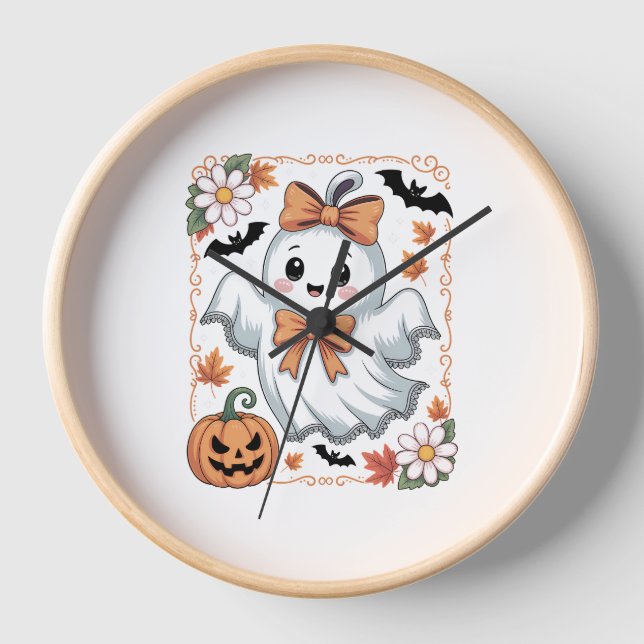 Spooky Lace Ghost Halloween Uhr (Vorderseite)
