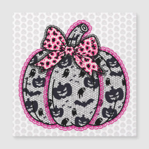 Spooky Lace Halloween Pumpkin Coquette Magnetkarte