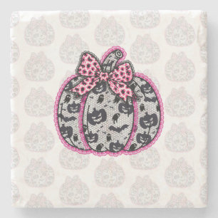 Spooky Lace Halloween Pumpkin Coquette Steinuntersetzer