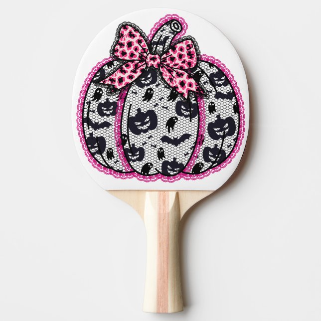 Spooky Lace Halloween Pumpkin Coquette Tischtennis Schläger (Vorderseite)