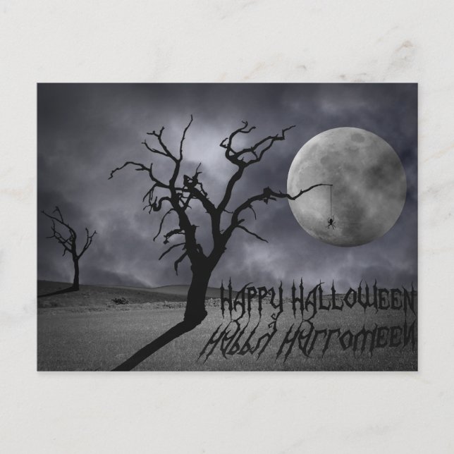 Spooky Landschaft Halloween Postkarte (Vorderseite)