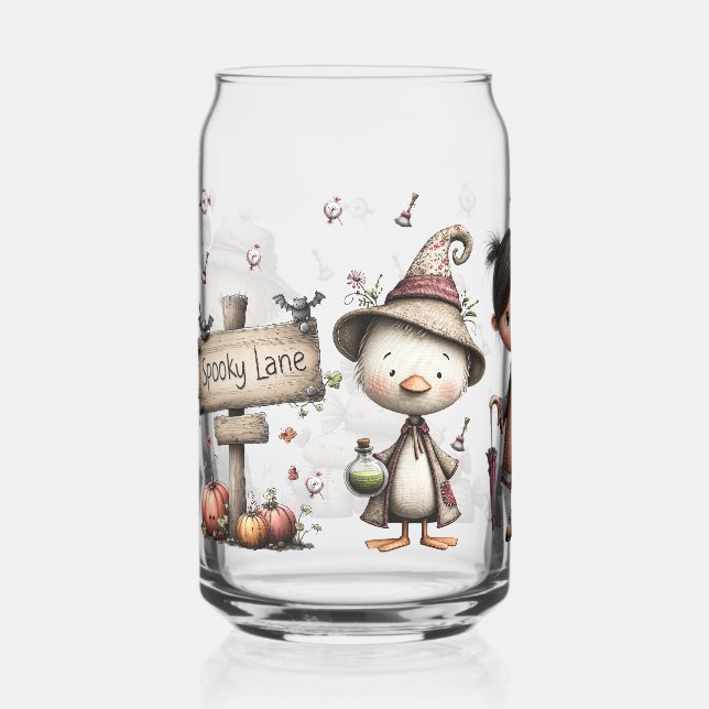 Spooky Lane Fall Halloween Glass Can - Niedliche S Dosenglas (Vorderseite)