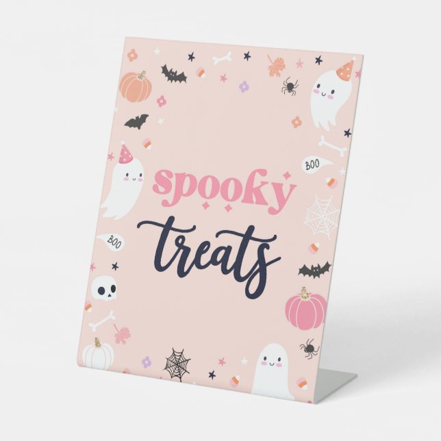 Spooky Leckereien Niedlich Halloween Ghost Geburts Sockelschild (Vorderseite)