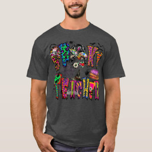 Spooky Lehrer chaotisch bun Halloween T-Shirt