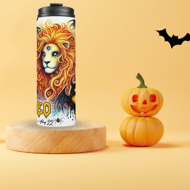 Spooky Leo Zodiac Halloween Geburtstagsgeschenk Thermosbecher (spooky Leo tumbler)