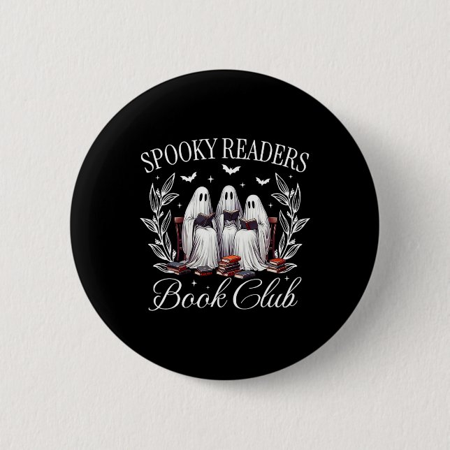 Spooky Leser Buch Club Funny Ghost Lehrer glücklic Button (Vorderseite)