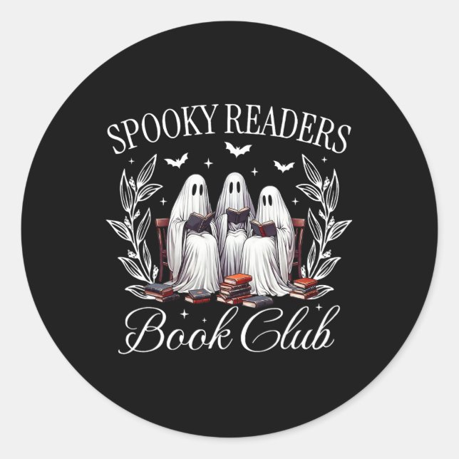 Spooky Leser Buch Club Funny Ghost Lehrer glücklic Runder Aufkleber (Vorderseite)