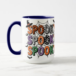 Spooky Lettering Hexenhut und Fledermäuse Hallowee Tasse
