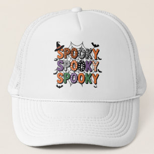 Spooky Lettering Hexenhut und Fledermäuse Hallowee Truckerkappe