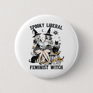 Spooky Liberal Feminist Hexe Halloween Bibliotheka Button