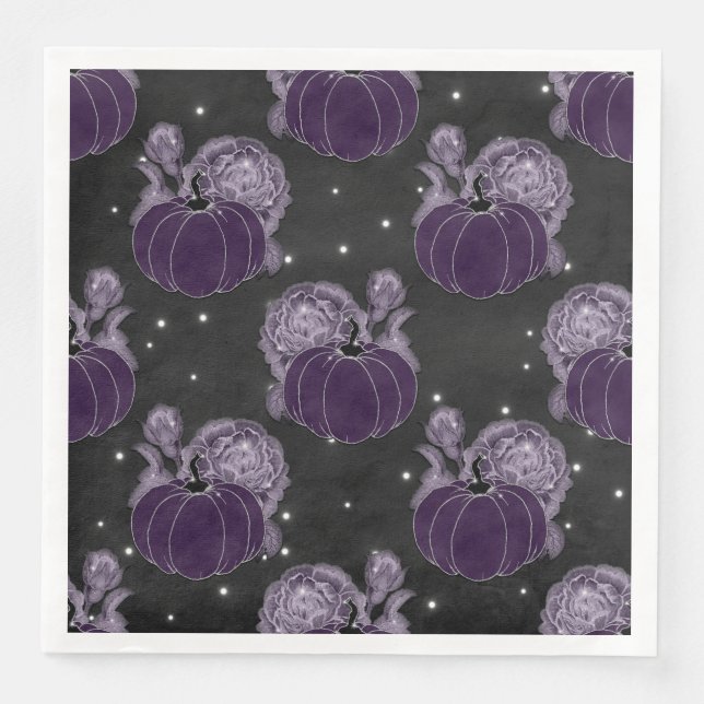 SPOOKY LILA HALLOWEEN PUMPKINS BLUME SERVIETTE (Vorderseite)