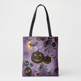 SPOOKY LILA HALLOWEEN PUMPKINS SPIDER WEBS TASCHE