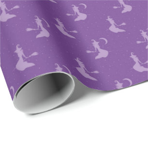 Spooky Lila Hexenmeisterrolle Geschenkpapier
