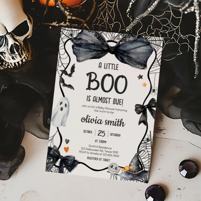 Spooky Little Boo Baby Dusche Einladung (Spooky Little Boo Coquette Baby Shower Invitation)
