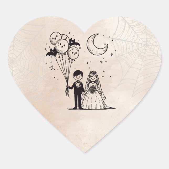 Spooky Little Couple Herz-Aufkleber (Vorderseite)