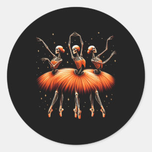 Spooky Llerina Skeleton Dance Funny Halloween Llet Runder Aufkleber