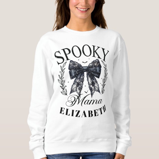Spooky Mama Halloween Coquette Bow Individuelle Na Sweatshirt (Vorderseite)