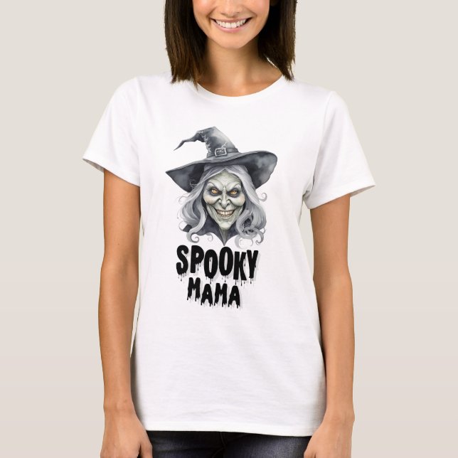 Spooky Mama Halloween Hexe T-Shirt (Vorderseite)