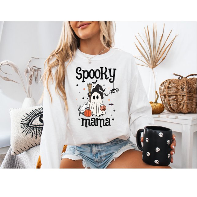 Spooky Mama Halloween - Niedlich Ghost & Cat Sweatshirt (Von Creator hochgeladen)