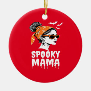 Spooky Mama Halloween Retro Design Keramik Ornament