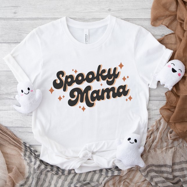 Spooky Mama Halloween Retro Text Design T-Shirt (Von Creator hochgeladen)