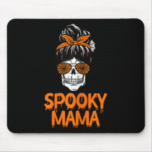 Spooky Mama Lazy Halloween Kostüm Skull Messy Bun Mousepad