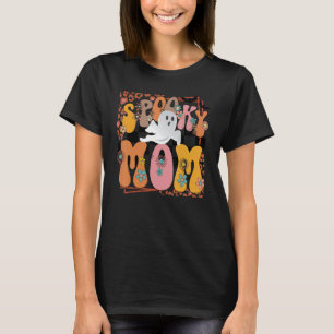 Spooky Mama Retro Groovy Blume Ghost Boo Halloween T-Shirt