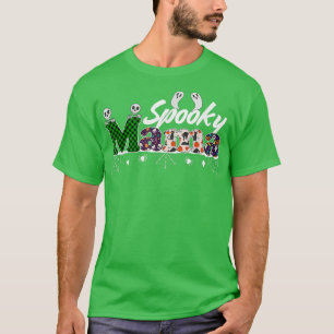 Spooky Mama Women Green Kariert Hexe Mama Hallowee T-Shirt