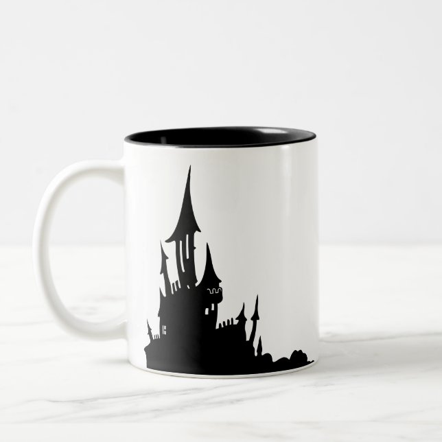 Spooky Mansion Halloween Zwei-Tone-Kaffee-Tasse Zweifarbige Tasse (Links)