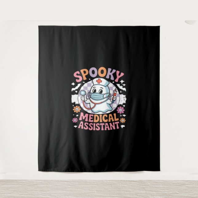 Spooky Medical Assistant Niedlich Halloween Essent Wandteppich (Vorderseite)