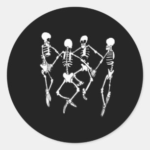 Spooky Meme tanzende Skelette 1 Runder Aufkleber