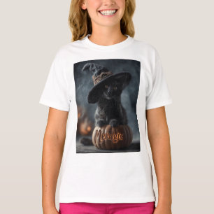 Spooky "Meowgic" Black Cat in einem Hexenhut T-Shirt