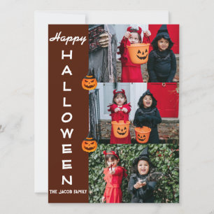 Spooky Moderne Halloween Familie Drei FotoCollage Feiertagskarte