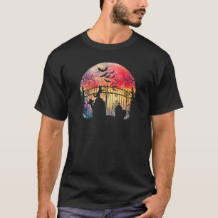 Spooky Moon Friedhof Gates Gravestones Beängstigen T-Shirt