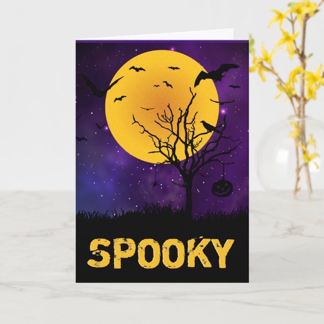 Spooky Moon Halloween Karte (Gelbe Blume)