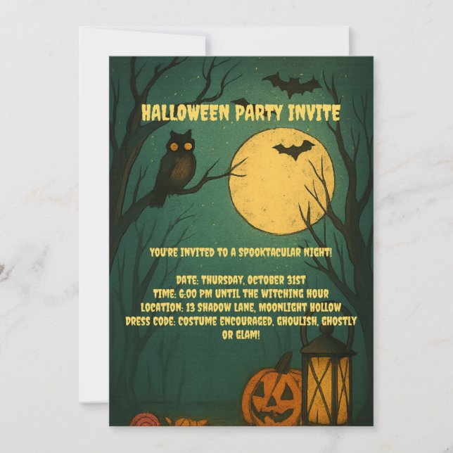 Spooky Moonlight Halloween Party Invitation Einladung (Vorderseite)