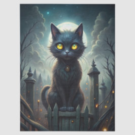 Spooky Moonlit Black Cat Halloween Decoupage Seidenpapier