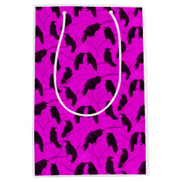 Spooky Moonlit Crows Share Eyeball Snack Goth Pink Mittlere Geschenktüte