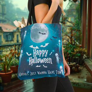 Spooky Moonlit Halloween mit Geistern und Fledermä Tasche