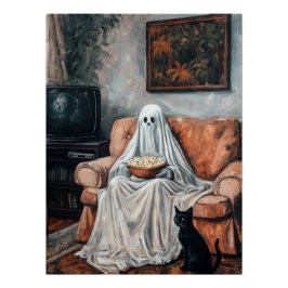 Spooky Movie Night | Ghost und Cat-Fernsehen Poster