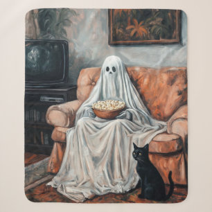Spooky Movie Night Ghost und Cat-Fernsehen Sherpadecke
